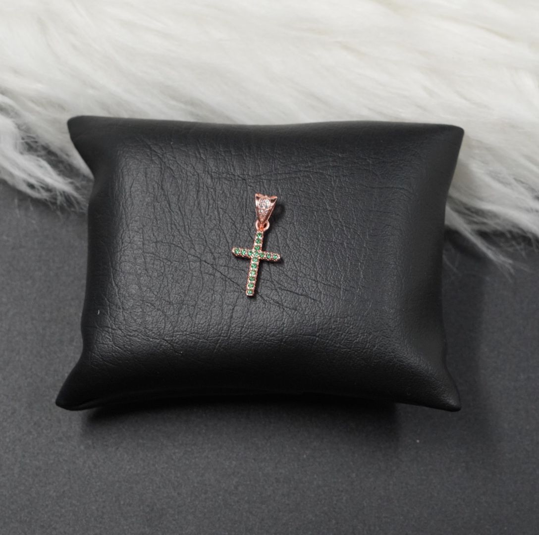 Miniatura 3 de DIJE CRUZ PEQUE DORADO PIEDRA VERDE